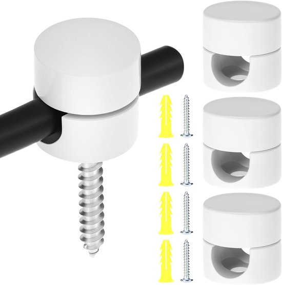 Set Mit 4 Wand- Und Deckenhalterungen Für Textilkabel (ø16 Mm) – Weiß – Inklusive Montagematerial