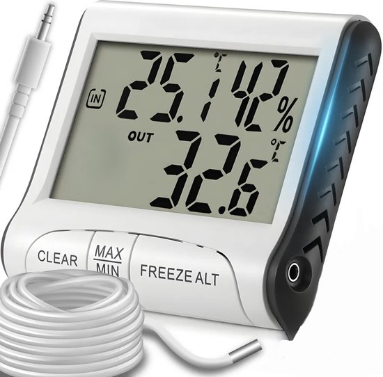 Digitales Thermometer Mit Außensensor Und Hygrometer – Weiß