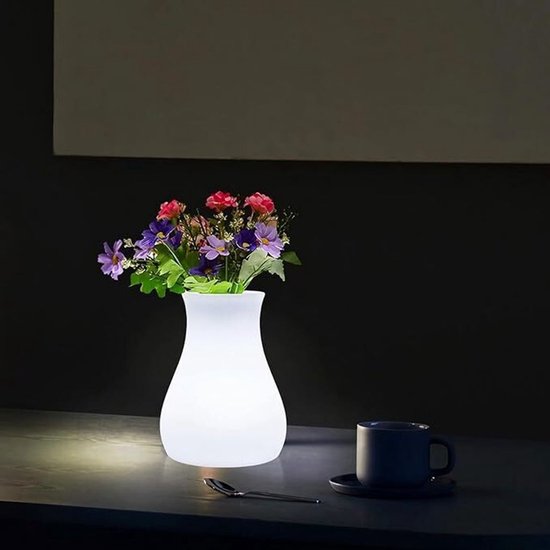 Led-vasenlampe Dimmbar Per Fernbedienung Kabellose Tischlampe Wiederaufladbar Farbwechselnd Geeignet Für Restaurants Esszimmer Und Weiß