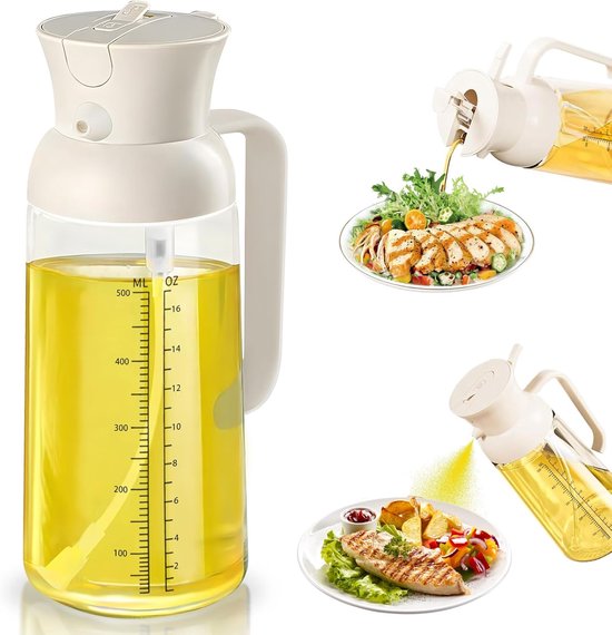 2-in-1 Ölspray 550 Ml – Olivenöl, Küchenzubehör, Für Heißluftfritteuse, Grill, Grillrost (weiß)