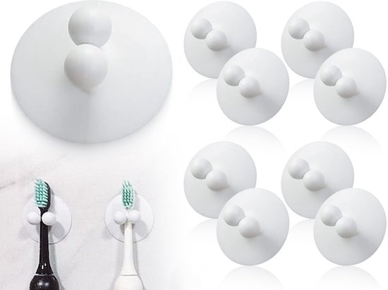 Allecto – Zahnbürstenhalter – Saugnapf – Kein Bohren Erforderlich – Weiß – Zahnbürstenhalter – Geeignet Fürs Badezimmer – 8er-set