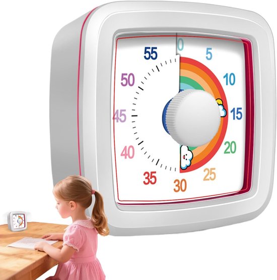 Visueller Timer – Lernuhr Für Kinder – Zeitmanagement Üben – Geräuschloser Betrieb – 10 X 6 X 6 Cm – Weiß