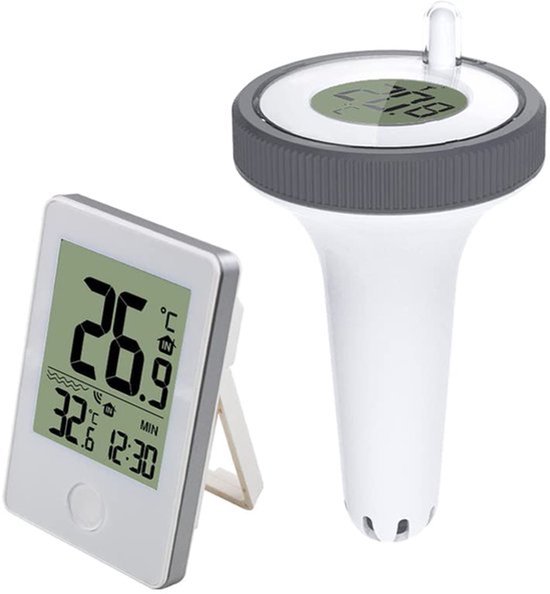 Poolthermometer – Wassertemperaturmesser – Poolmanagement – Drahtlos Lesbar – Nicht Verfügbar – Weiß/grau