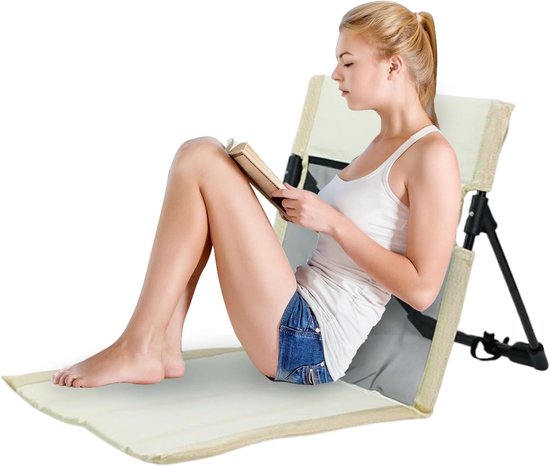 Faltbarer Campingstuhl – Tragbarer Bodenstuhl – Entspannung Im Freien – Ergonomisches Design – Leicht Und Kompakt – Weiß