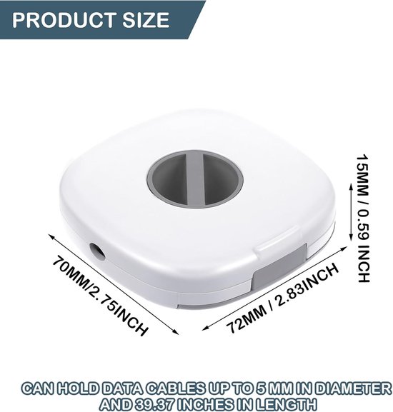 6-teiliger Tragbarer, Drehbarer Kabelorganizer – Ladekabel-organizer – Kabelrollen – Für Usb-kabel, Headset-kabel, Mauskabel, Ladekabel (weiß)