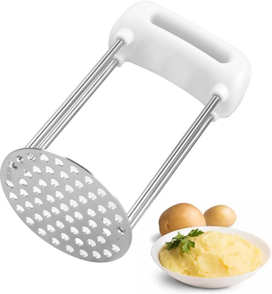 Kartoffelstampfer Edelstahl Kartoffelpresse Kartoffelstampfer Küchenstampfer Spülmaschinenfester Handstampfer Kartoffel Mit Kunststoffgriff Weiß