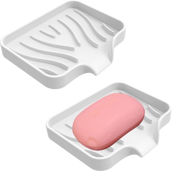 2-teiliger Seifenhalter Aus Silikon Abgewinkelter Seifenhalter Badezimmer-seifenhalter Mit Abfluss Rutschfester Seifenhalter Für Dusche Badewanne Weiß