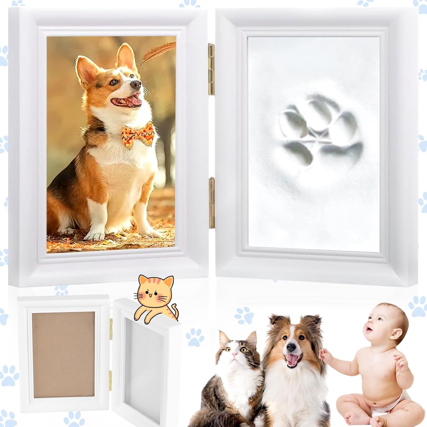 Pfotenabdruck-set Für Hunde Und Katzen, 3d-gipsabdruck – Erinnerungsbox, Bilderrahmen Und Pfotenabdruck-set Für Tierpfoten-fotorahmen