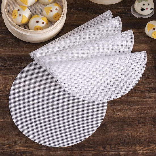 8 Silikon Dampfgarmatten 32 Cm Wiederverwendbar Backmatten Antihaftbeschichtung Dampfgarpapier Für Teigtaschen, Frühlingsrollen, Dim Sum Rund Wei