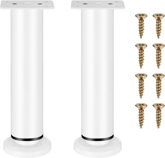 Set Mit 2 Weißen, Verstellbaren Möbelfüßen (18–30 Cm) – Für Schränke, Betten, Sofas Und Tische