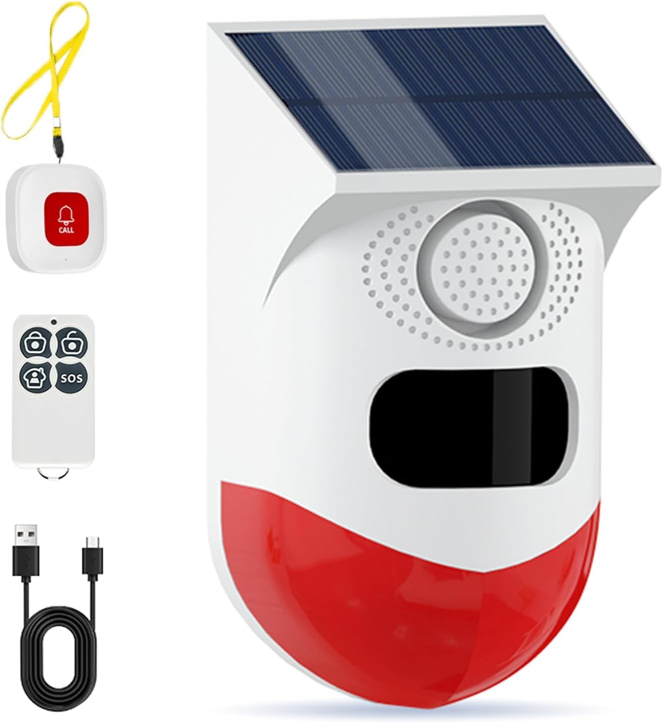 Solarbetriebene Außenalarmanlage Mit Bewegungsmelder, 120 Db Außensirene Mit Blinklicht, 3 Betriebsmodi, Ip65 Wasserdicht Für Garten, Hof, Bauernhof, Haus (1