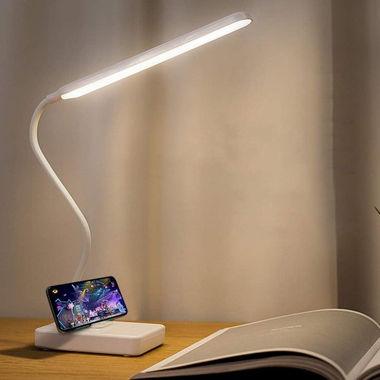 Kabellose Led-schreibtischlampe – Dimmbar – Geeignet Zum Lesen Und Lernen – 1 Stück – Weiß – Kunststoff – Klein