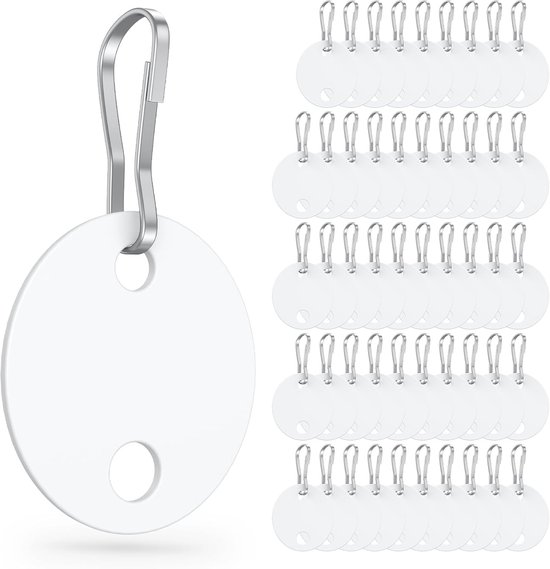 50 Schlüsselanhänger 2 5 Cm Große Kunststoffanhänger Mit Metallkarabinerhaken Doppelseitig Beschreibbare Weiße Etiketten Robuste Für Schlüssel 2,5 Cm