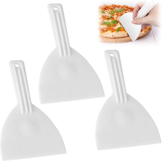 Set Mit 3 Weißen Teigschabern Aus Kunststoff Mit Griff (165 X 98 Mm) – Vielseitig Einsetzbar Zum Backen, Für Pizza Und Zur Küchenreinigung