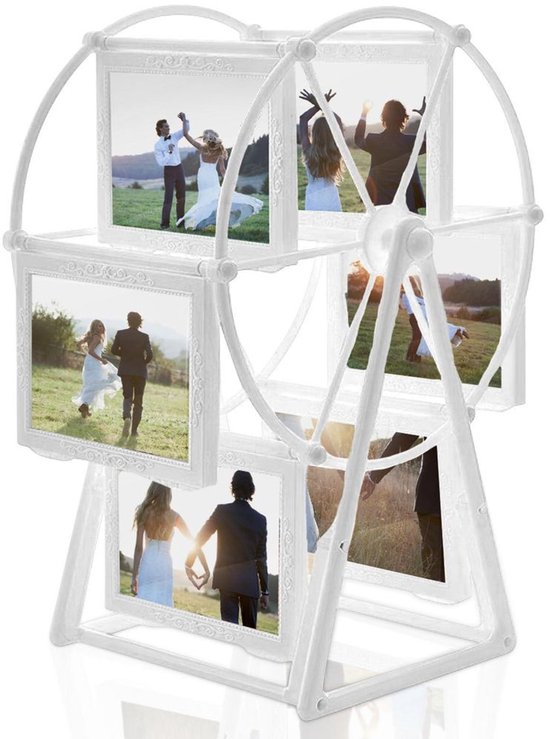Familienfotorahmen, Karussell-design - Fotorahmen Mit Sich Drehender Windmühle, Geschenk - Abnehmbarer Fotorahmen Mit Karussell-design, Weiß.