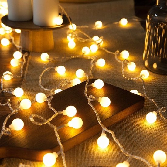 Led-lichterkette Mit Sternenhimmel Stimmungsvoller Camping Und Zeltbeleuchtung Kleinen Weißen Kugellampen Warmweißes Licht 10 M Lang 80 Leds Mit
