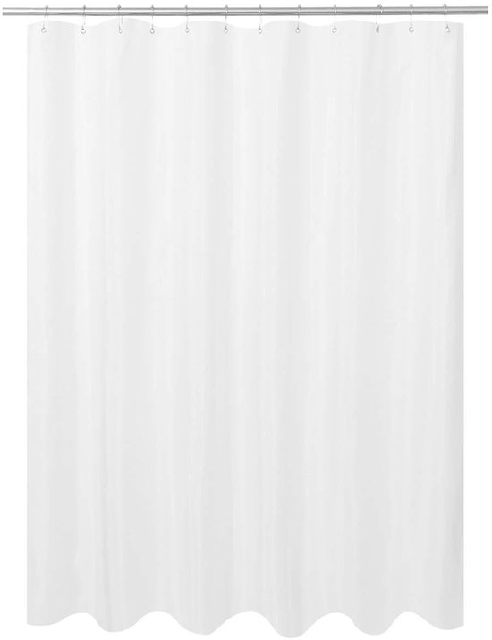 Duschvorhang – Polyestergewebe – Wasserdicht – Maschinenwaschbar – 200 Cm (b) X 200 Cm (h) – Weiß