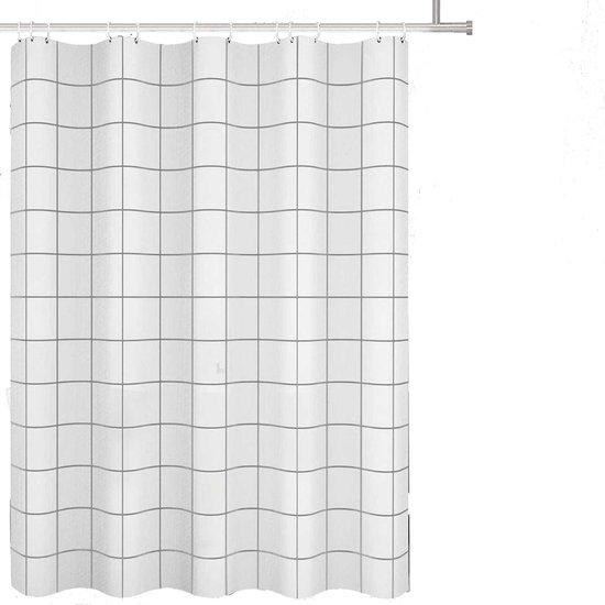 Weißer Duschvorhang Wasserdichter Duschvorhang Karierter Duschvorhang 180 Cm X 200 Cm Wasserdichter Vorhang Hotel Duschvorhang Mit Haken Für Bade
