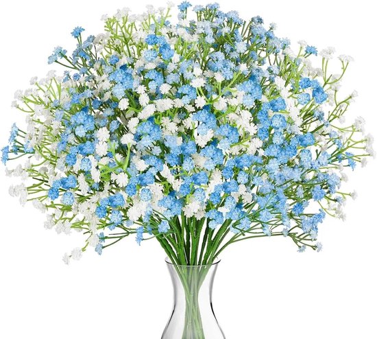 Set Mit 10 Teilen Künstlicher Blumenstrauß Mit Schleierkraut Geeignet Für Hochzeiten Junggesellinnenabschiede Und Als Heimdekoration Blau-weißes