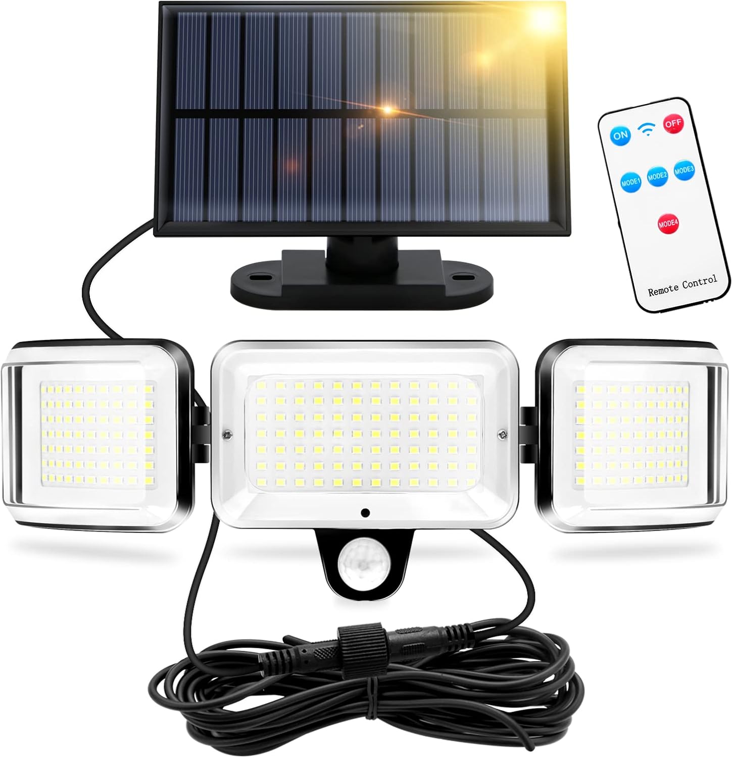 Stück Solar-außenleuchte Mit 224 Leds Mit Bewegungsmelder, 1600 Lumen, Solar-flutlicht, Solar-spotlight, 4 Modi