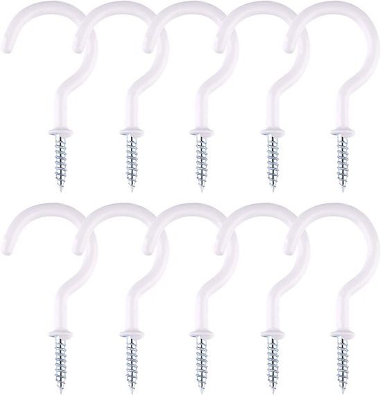 10 Robuste Deckenhaken, Pflanzenhaken, Schraubhaken Für Bad, Küche, Garten, Deckenaufhängung, 5,1 Cm, Weiß
