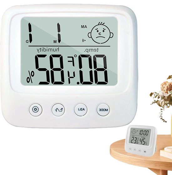 Digitales Thermometer Mit Hygrometer – Raumsensor – Klimaüberwachung – Gesichtssymbolanzeige – 9 X 8,7 X 2,7 Cm – Weiß