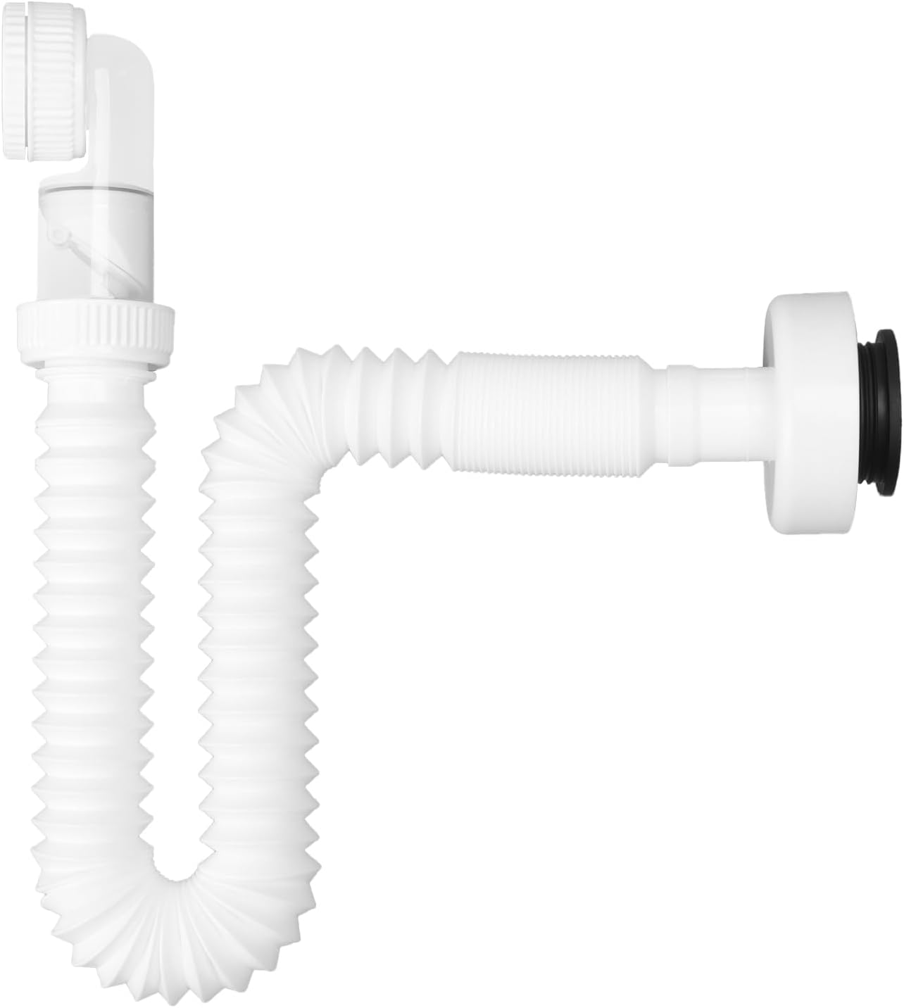 Siphon Für Küchenspülen Mit Flexiblem Ablaufschlauch, Siphon/abflussspirale, 360° Verstellbar, 1 1/4" X 32 Mm, Weiß
