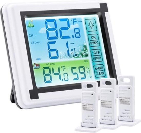 Wetterstation Mit Drahtlosem Außensensor – 8 Aaa-batterien Erforderlich – Weiß