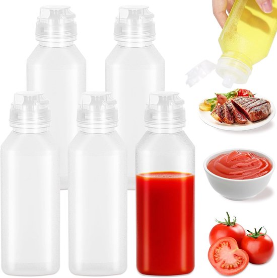 Set Mit 5 Saucenflaschen 300 Ml Weiße Quetschflaschen Mit Deckel Saucenflaschen Geeignet Für Farbe Backen Tomatensauce Olivenöl Und Andere Saucen