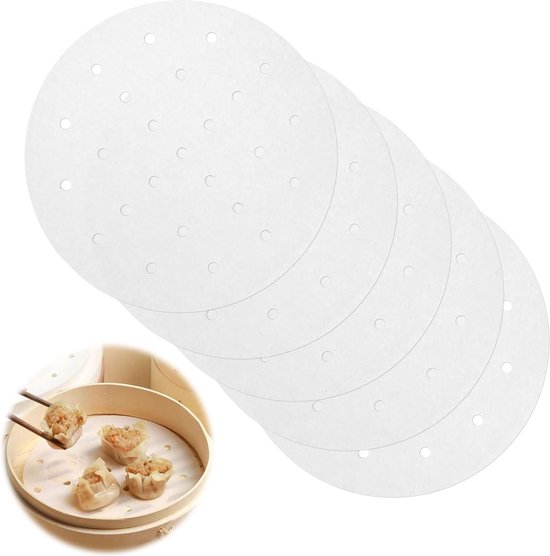 200 Stück Dim-sum-papier Perforiertes Backpapier Rundes Pergamentpapier Für Dampfgarer Dampfgarerpapier Für Bambusdämpfermatten Brotdämpferkorb 20 Cm