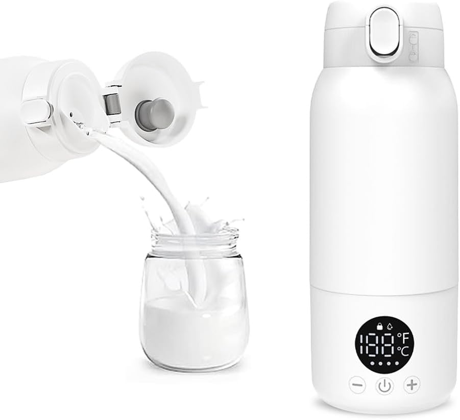 Tragbarer 500-ml-flaschenwärmer – Flaschenwärmer Für Unterwegs, Erwärmt Muttermilch Und Wasser Schnell, Einstellbar Von 35 Bis 70 Grad, Usb-aufladbar (weiß)