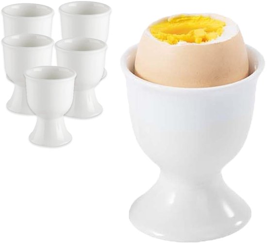 Eierbecher-set Aus Porzellan – 6-teilig – Stapelbar – 7 X 5,2 Cm – Weißes Porzellan – Für Jedes Frühstücksbuffet – Für Hart- Und Weichgekochte Eier
