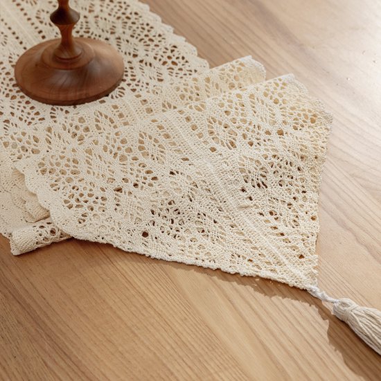 Stück Tischläufer Vintage-tischläufer Aus Gehäkelter Baumwolle Mit Lochmuster Spitzentischdecke Tischdecke Für Tv-schrank Oder Couchtisch 120 X 25 Cm