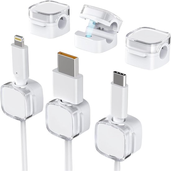 6 Kabelhalter Verstellbare Kabelclips Magnetisches Kabelmanagement Usb-ladekabel Für Den Nachttisch Weißes Audiokabel Komfortabel In Der