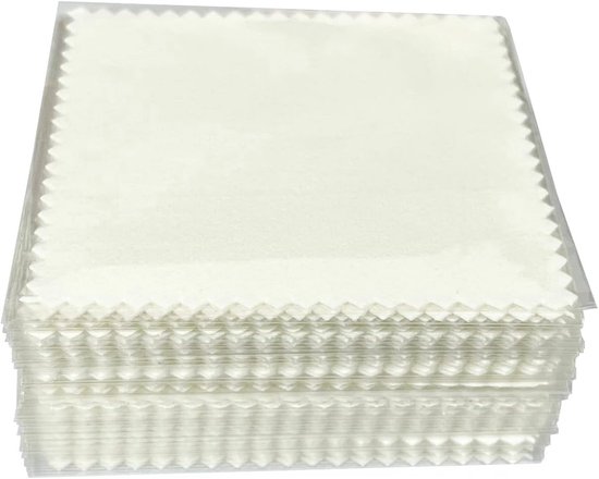 Schmuckreinigungstücher – Mikrofasertücher Zum Polieren – Glanz Wiederherstellen – Einzeln Verpackt – 50 Stück – Weiß