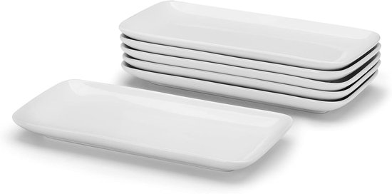 6-teiliges Set Kleiner Servierschüsseln Rechteckige Keramikteller 23 Cm Modernes Sushi-teller-set Weißes Serviergeschirr Zum Servieren Von Und