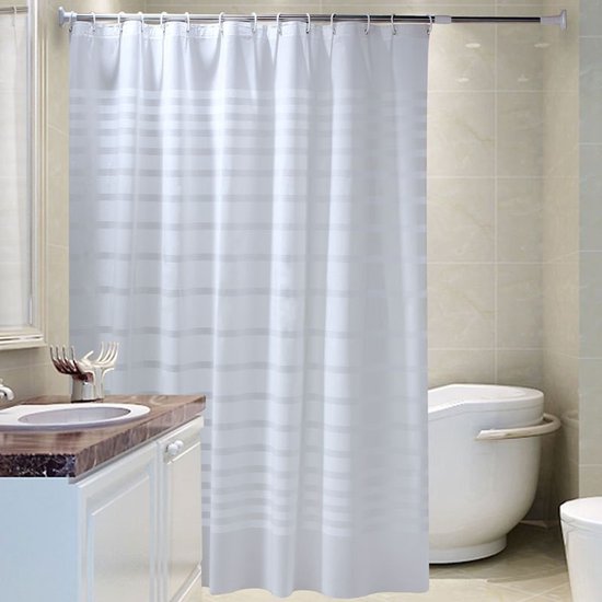 Wc-duschvorhänge, Weiß Gestreift, Wasserdicht, Badezimmervorhänge, Türvorhänge, Trennwände, Duschvorhänge