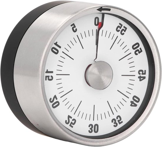 Allecto Plus - Mechanische Küchenuhr Aus Edelstahl Mit Countdown Und Magnettimer (weiß)