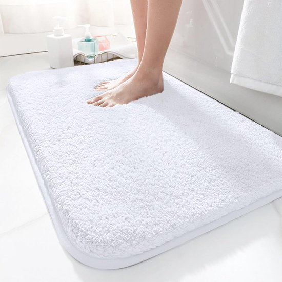 Badematte 50 X 80 Cm, Rutschfest, Weich, Saugfähig, Mikrofaser, Für Bad, Dusche Und Badezimmer, Maschinenwaschbar, Weiß