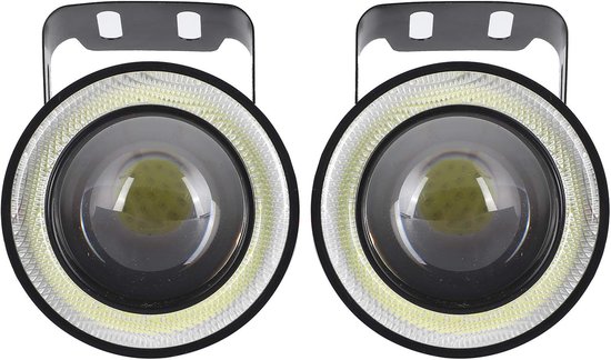 Set Mit 2 Universellen Hellen Weißen 3-zoll-led-nebelscheinwerfern Mit Angel-eye-effekt Für Autos Runde Form Hohe Helligkeit Dc 12v Ip65