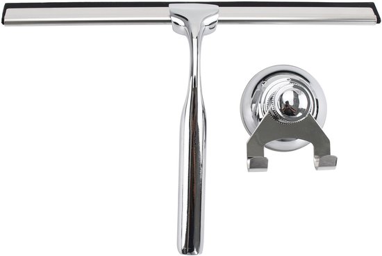 Duschabzieher 25 Cm – Edelstahl, Mit Saugnapfhaken, Weißer Silikonlippe, Für Bad Und Glas