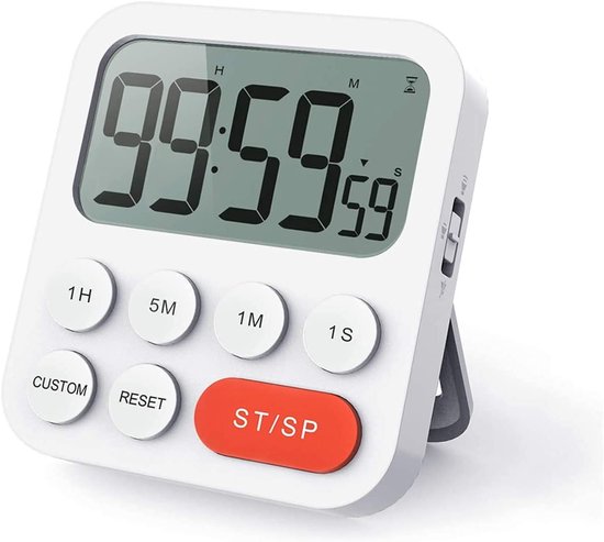 Digitaler Küchentimer – Stoppuhr Und Countdown Mit Anpassbarem Modus – 3 Lautstärkestufen – Geeignet Für Prüfungen Und Meetings, Geräuschlos – Weiß