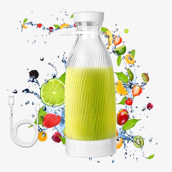 Elektrischer Entsafter In Der Flasche, 500 Ml, 6 Klingen, Tragbarer Mini-entsafter, Kabellos, Usb-ladefunktion, Das Perfekte Geschenk, Weiß