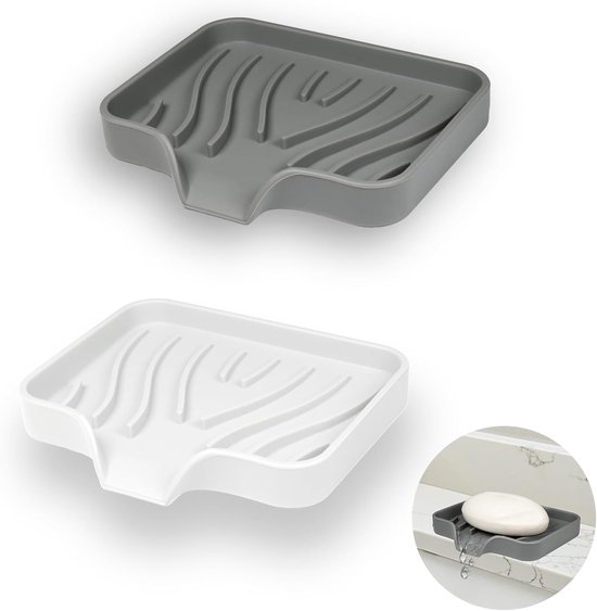 2-teilige Silikon-seifenschale Mit Abfluss Seifenablage Für Die Dusche Seifenhalter Für Die Badewanne Seifenuntersetzer Für Das Waschbecken Für Weiß