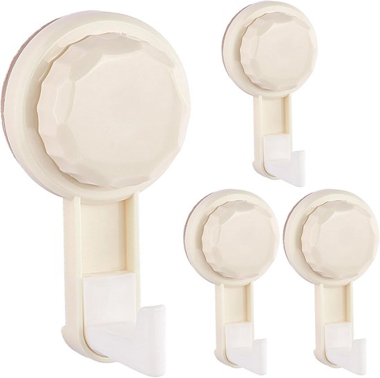 Set Mit 4 Saugnapfhaken Für Bad Und Küche (max. 5 Kg)，wasserdicht，blendfreier Glassaugnapf，weißer Wandhaken Für Handtücher