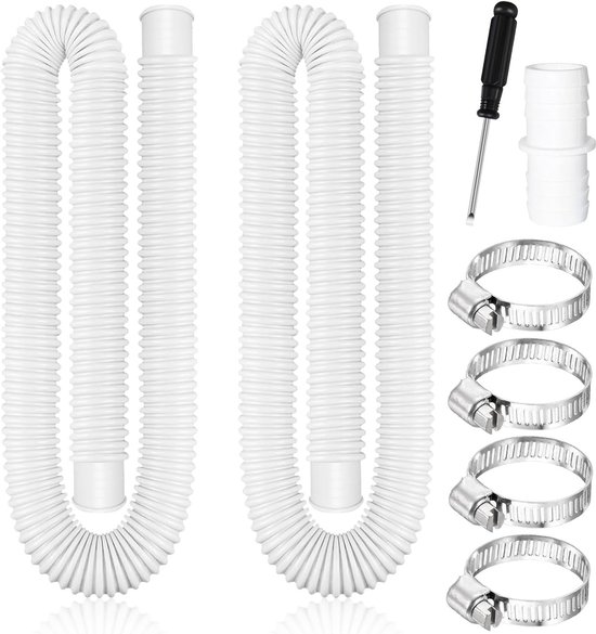 Schwimmbadschlauch - 32 Mm, 2 Stück, 150 Cm, Mit 4 Metallklemmen (set A, Weiß)
