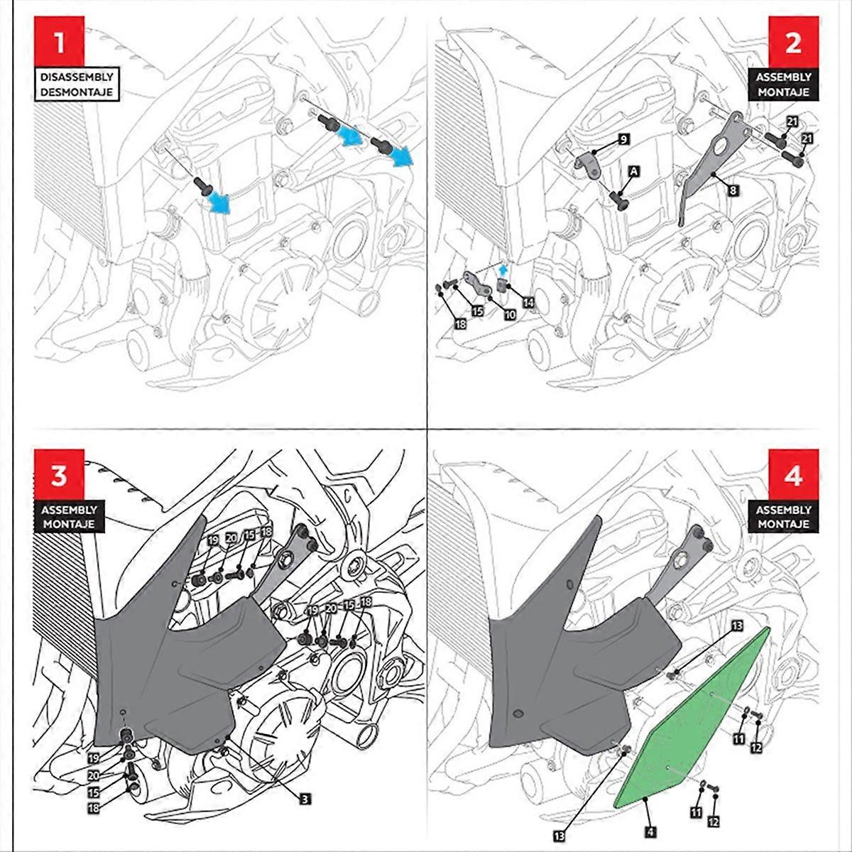 Aerodynamische Seitenspoiler Für Kawasaki Z900 Motorrad, Blau Und Schwarz.