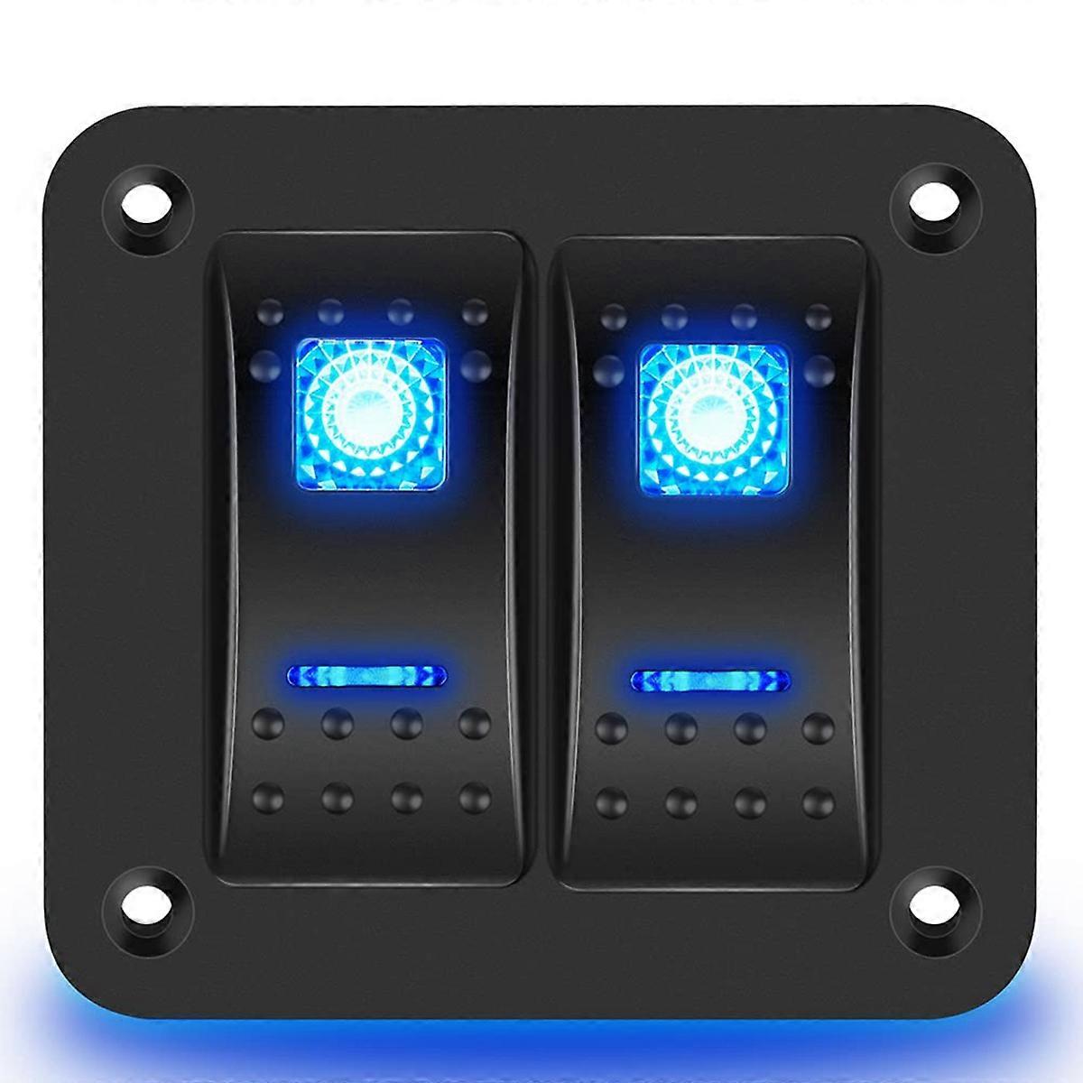 2-wege-wippschalterpanel, 5-polig, Ein/aus, Vorverdrahtet, Wasserdicht, Für Auto, Boot, Atv, Anhänger, Blau.