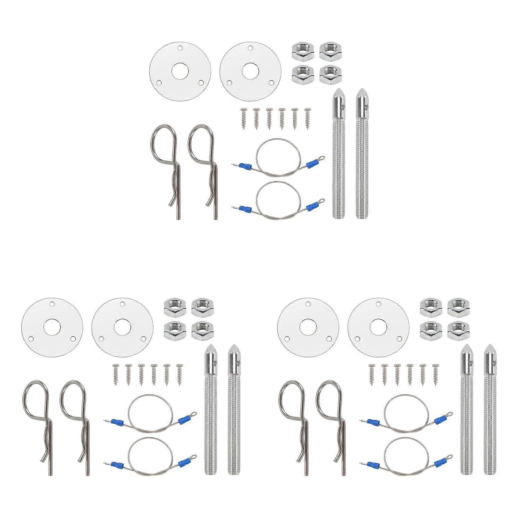 3-teiliges Universal-motorhaubenverriegelungsstift-set Für Rennwagen, Silber