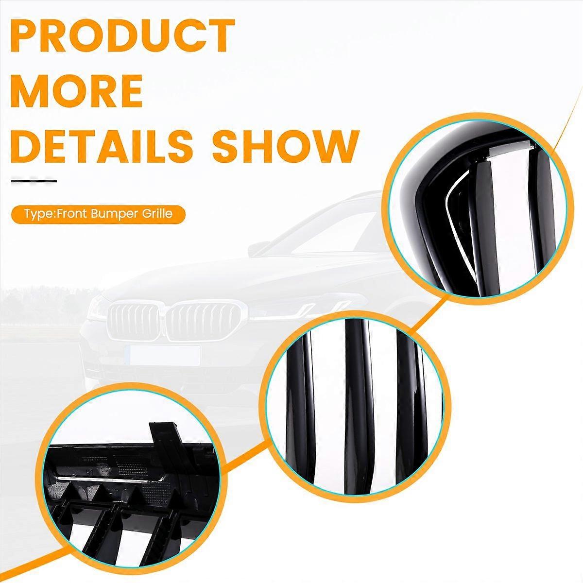 Frontstoßstangengrill Im Einlinigen Design, Sportliche Optik, Für 5er G30/g31/g38 530i 540i 550i, Glänzend Schwarz.